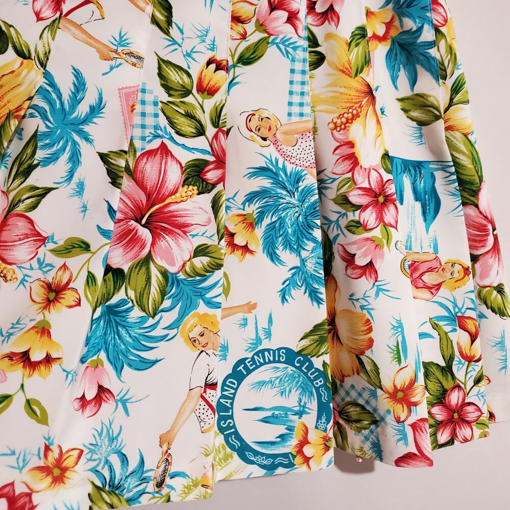 Vtg Tail Tropical Pop Art Hawaiian Pleated Tennis Skirt Size 12 USA Made Retro - Picture 3 of 12